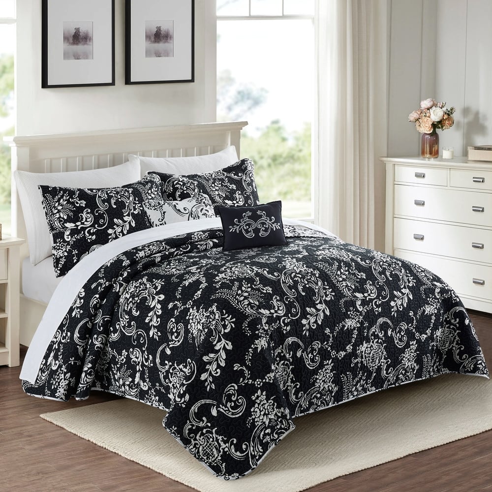 Serenta 5 Piece Printed Microfiber LA Boheme Quilt Set