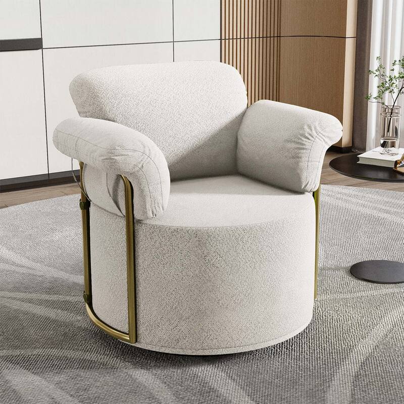 360 Degree Swivel Reading Chair with Gold Metal Legs,for Living Room,Bedroom,Office