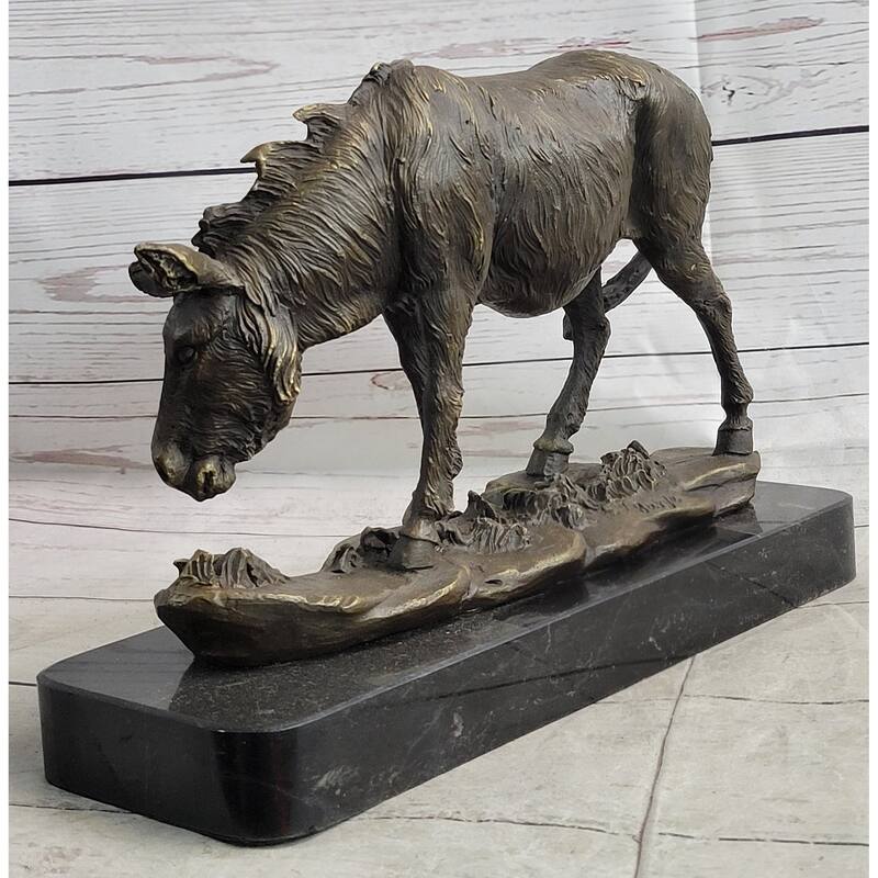 Donkey Mule Bronze Statue Sculpture Handmade Art Figure By Barye On Marble Base
