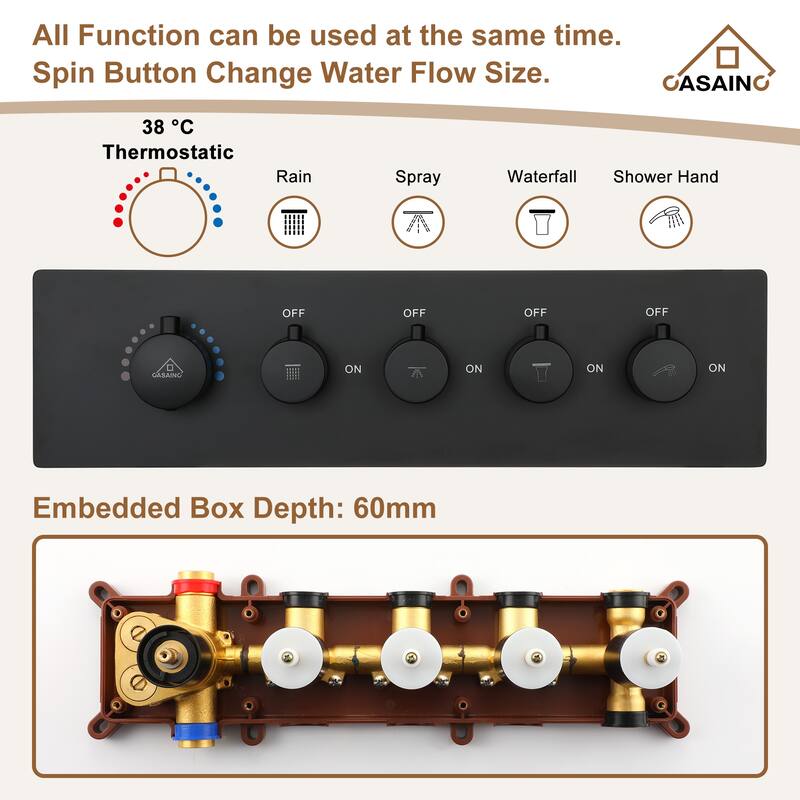 4 Functions Shower System with Multi-Function Remote Control 64 Color Lights