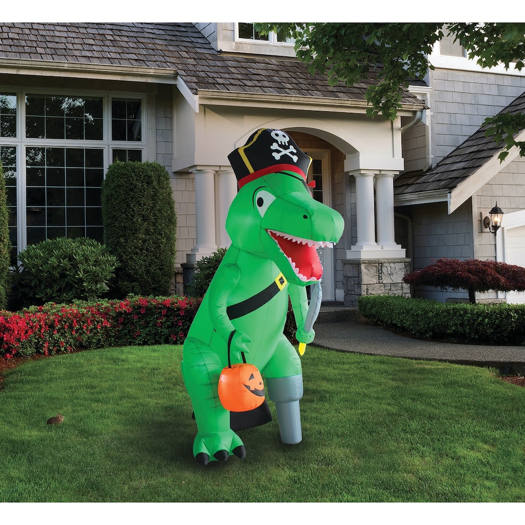 A Holiday Company 8ft Inflatable Dino Pirate, 8 ft Tall, Multi