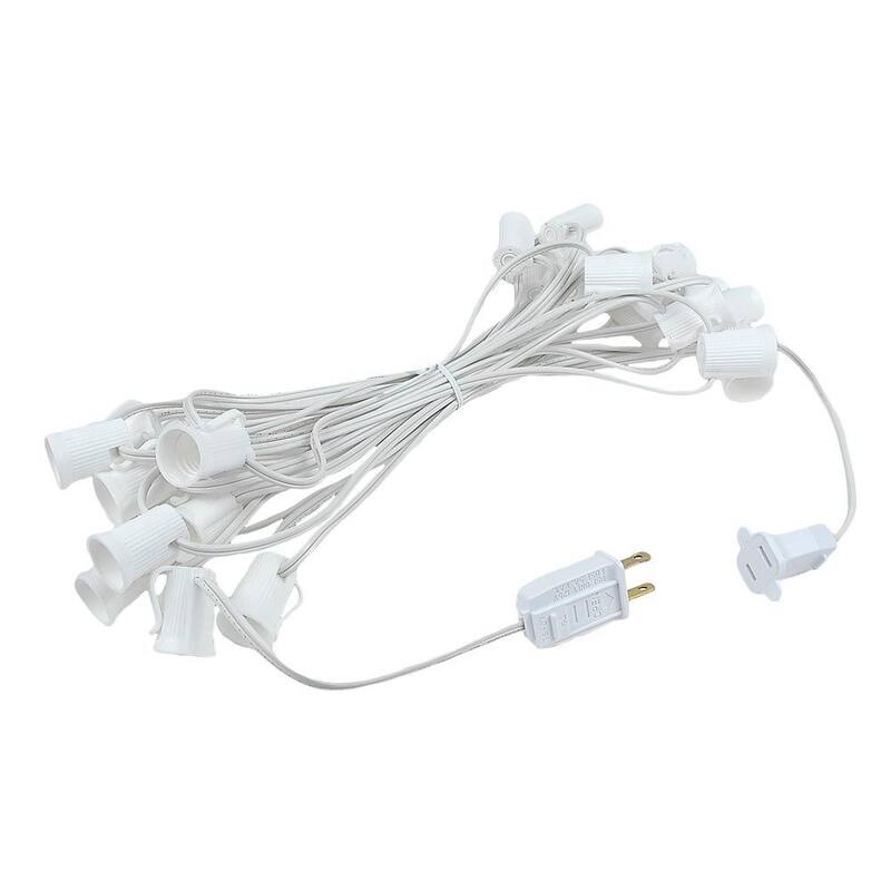 25 Foot C9 LED Christmas Light Set, Hanging String Lights, White Wire