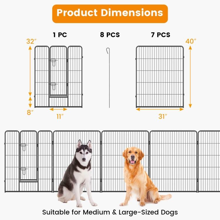 8 Panel Height Pet Fence Indoor Outdoor