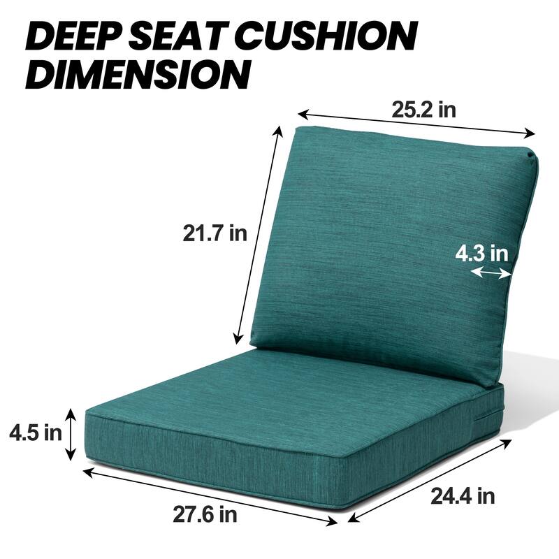 27.6 in W * 24.4 in D Outdoor Patio Deep Seat Cushion Chair Set