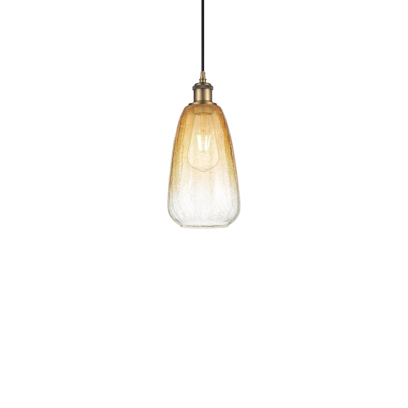 Innovations Lighting 516-1P-13-6 Brookhaven Almond Pendant Brookhaven - Brushed Brass / Amber