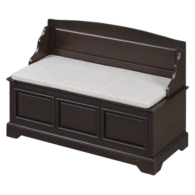 Retro Shoe Storage Bench with Safe Soft-Close Devices, Storage Chest with Hidden Storage and Cushion for Entryway, Hallway