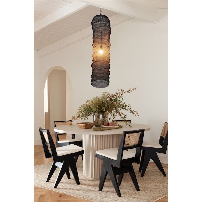 1-Light Satin Black Powder Coat Chain Basket Light