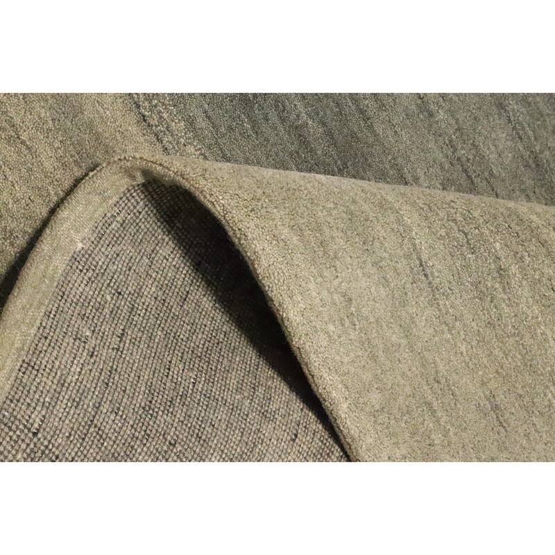 Hand Knotted Oriental 100% Wool Carpet Modern Stripe Green Gabbeh Area Rug - 7' 11'' X 7' 5''