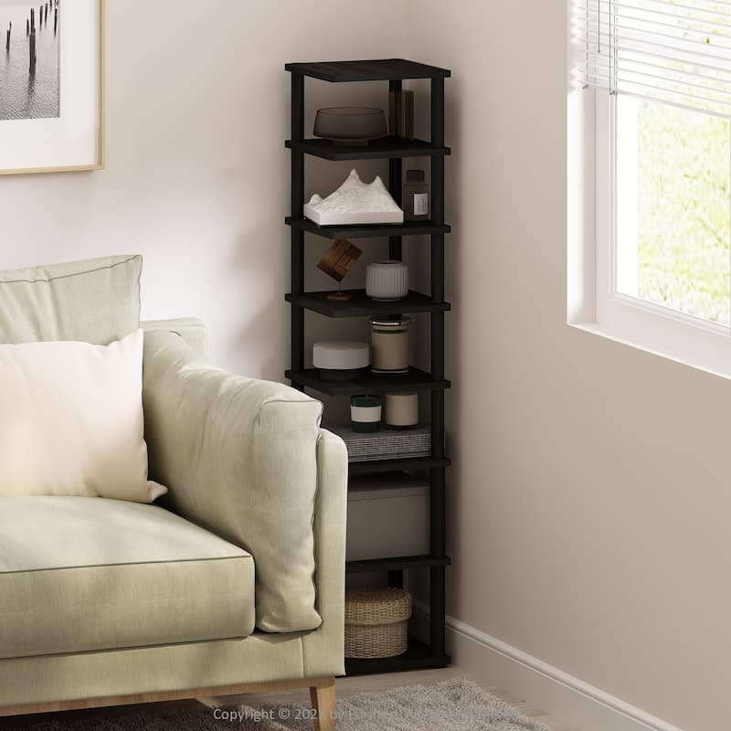8 Tiers Wood Household Shelving Unit in Espresso/Black (11.61 in. W x 52.6 in. H x 11.61 in. D)