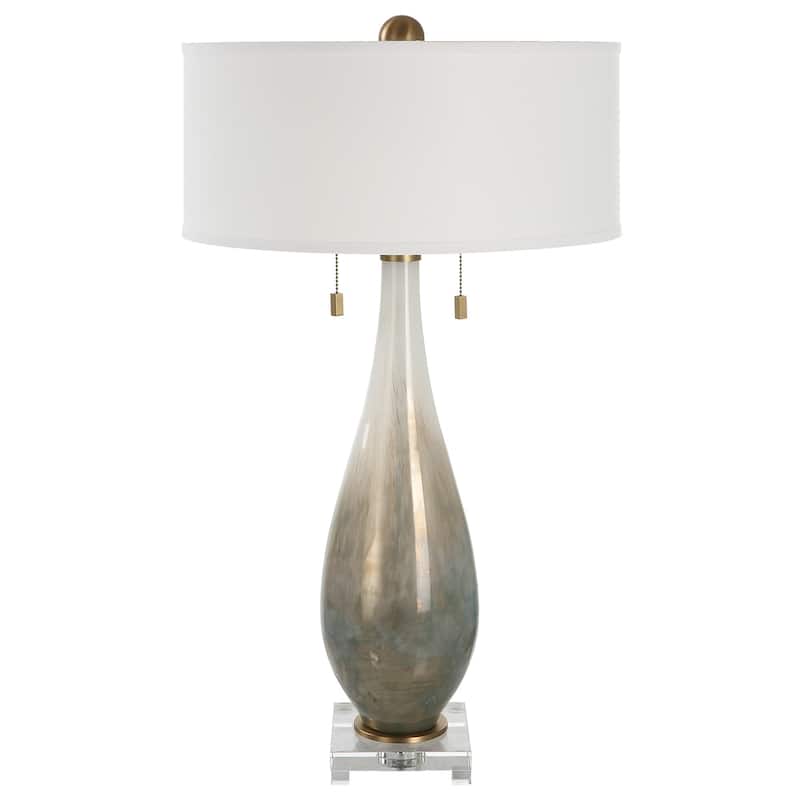 Glass Table Lamp with Crystal Foot - 32.25" - White and Bronze
