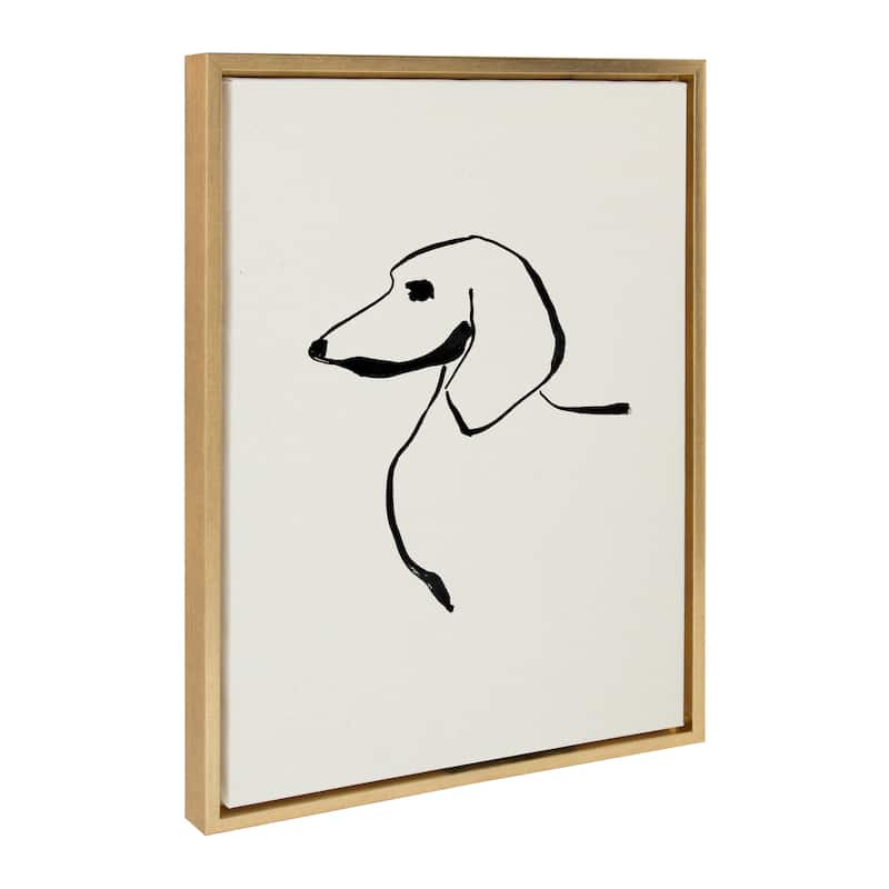 Kate and Laurel Sylvie 1023 Dachshund Framed Canvas by Teju Reval of SnazzyHues - 18x24 - Gold