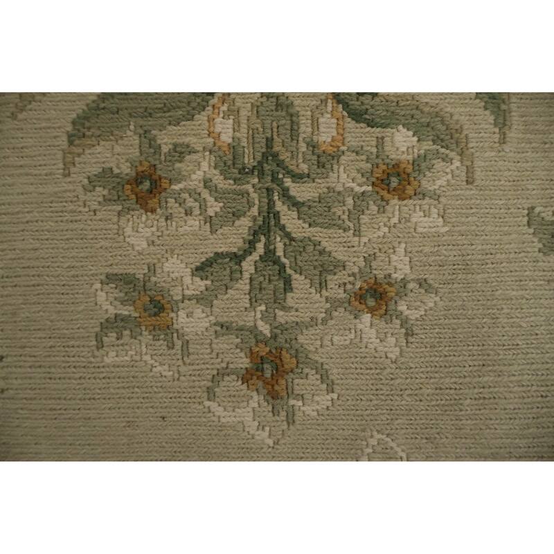 Hand Knotted Oriental 100% Wool Carpet Traditional Floral Beige & Ivories Aubusson Area Rug - 9' 8'' X 7' 6''