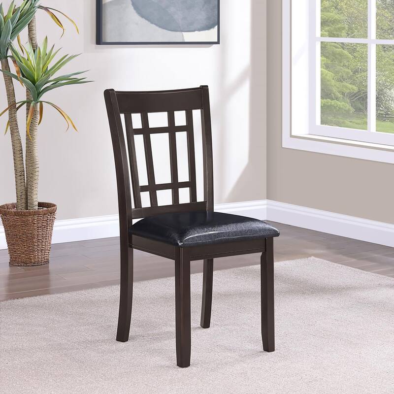 Lattice Back Side Chairs,Wooden Frame Dining Chair (Set of 2)