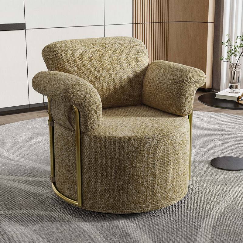 360 Degree Barrel Swive Chair,with Gold Metal Legs