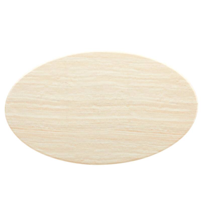 Lippa 60" Oval Artificial Travertine Dining Table
