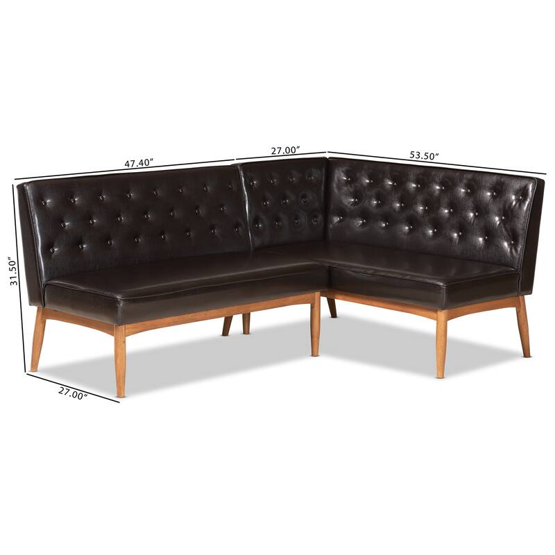 Riordan Mid-Century Modern 2-Piece Dining Nook Banquette Set