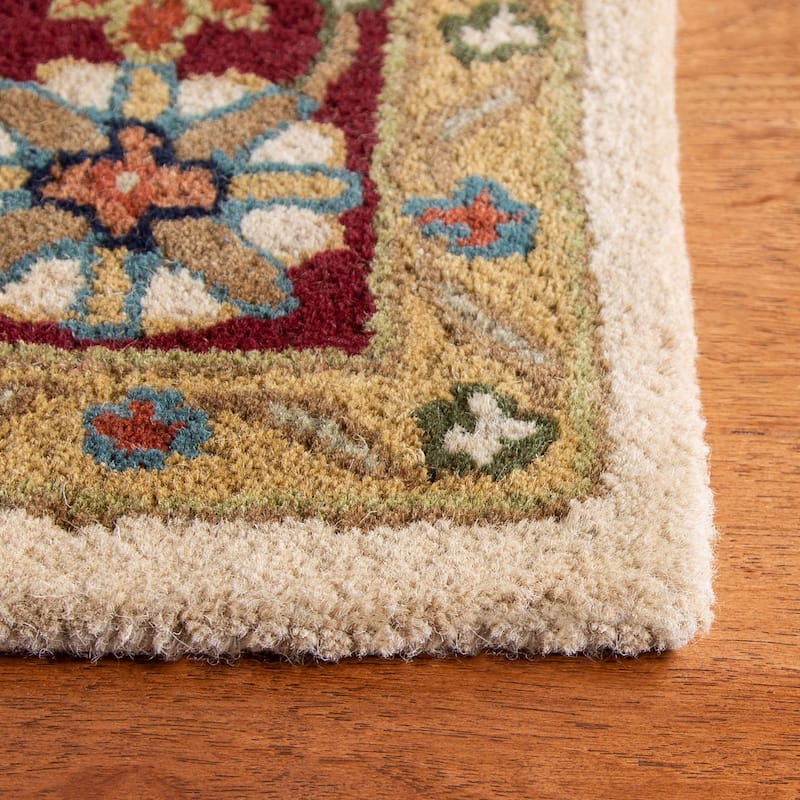 SAFAVIEH Handmade Heritage Harmony Stripe Traditional Oriental Wool Rug