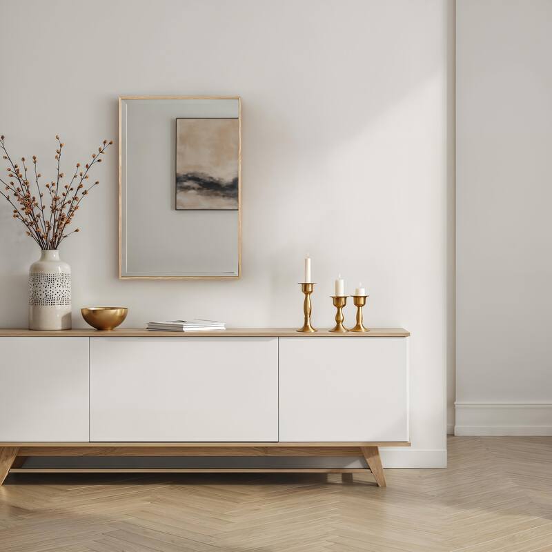 Renwil Greyson 36" H x 24" W Wall Mirror, Beige - Beige/Silver