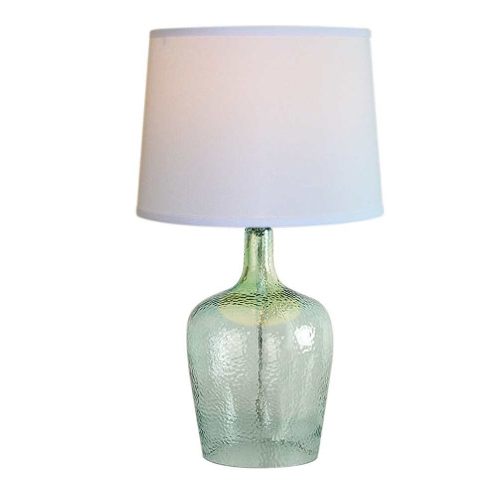 360 Lighting Stella Coastal Modern Table Lamps 30" Tall Set Of 2 Fluted Blue Glass White Drum Shade Decor For Living Room Bedroom Beach House Bedside Nightstand Home Office