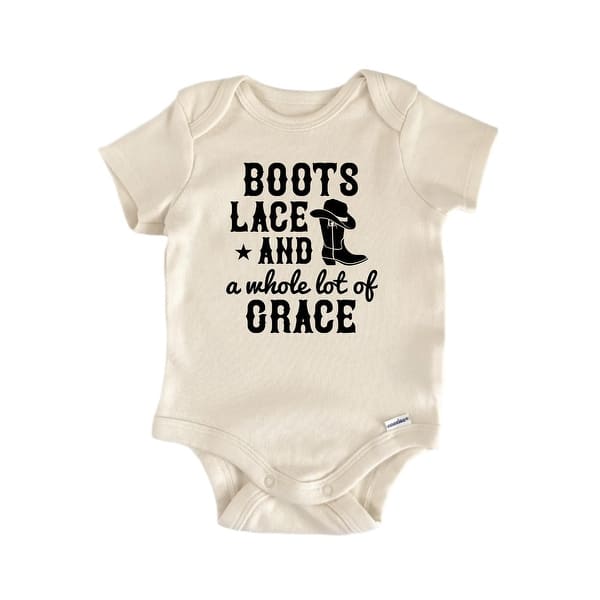 slide 2 of 6, Boots Lace Grace Country Western - Baby Boy Girl Clothes Bodysuit Funny Cute Newborn Blue - 0-3M