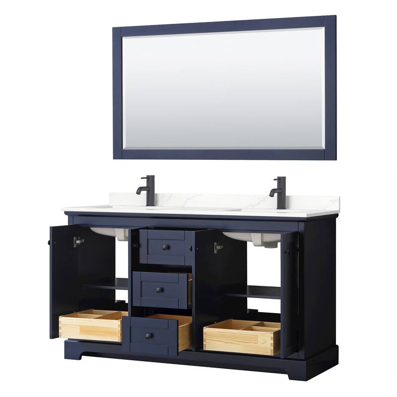 Avery 60-inch Double Vanity, Quartz Top, 58-inch Mirror