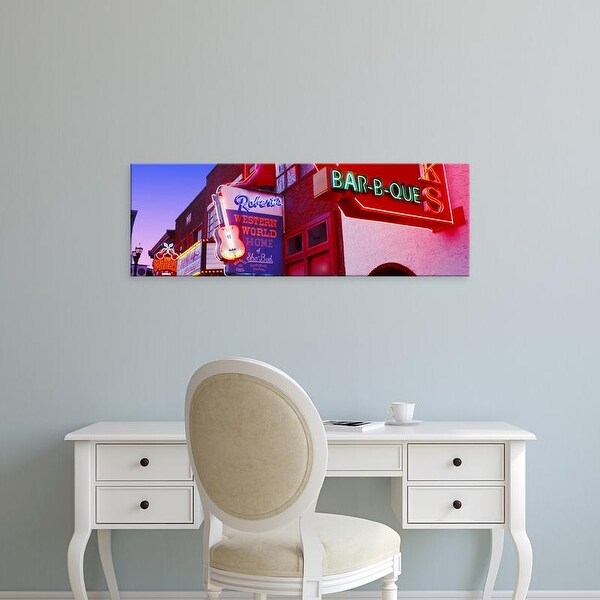 Easy Art Prints Panoramic Images's 'Neon signs on building, Nashville, Tennessee, USA' Premium Canvas Art