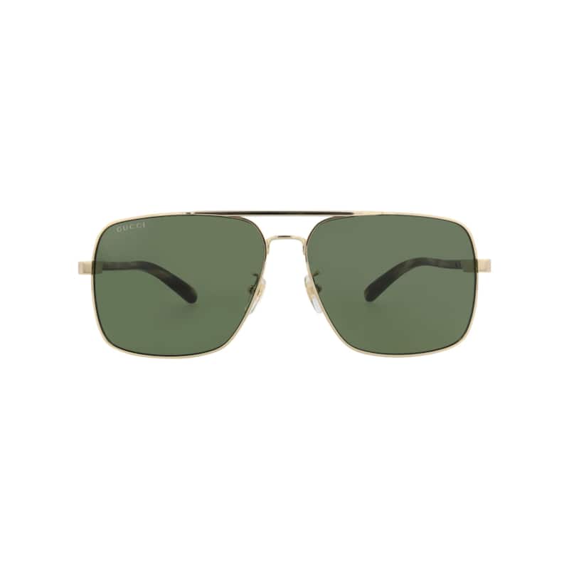 Gucci Aviator-Frame Metal Sunglasses - Gold Havana Green - Gold - Green Lens