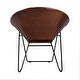 preview thumbnail 10 of 9, Harlan 18 in. Seat Height Round Leather and Iron Accent Chair