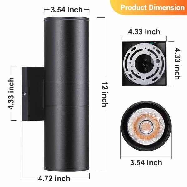IP65 Integrated LED Cylinder Up Down Wall Light Outdoor - Bed Bath ...