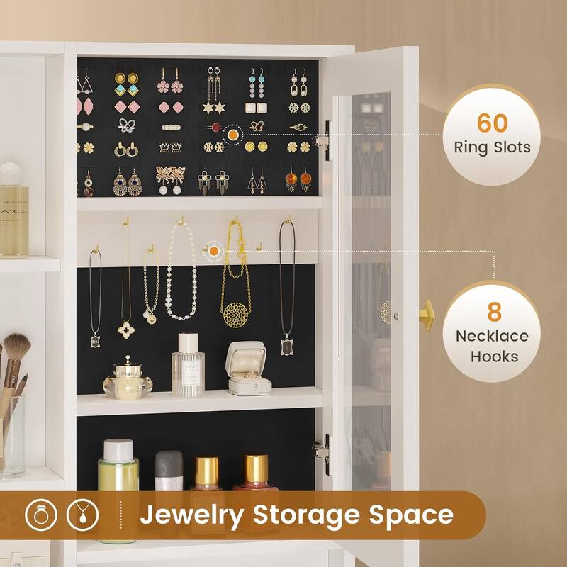 Makeup Vanity with Stool Charging Station Jewelry Storage RGB Lights 5 Drawers Shelves