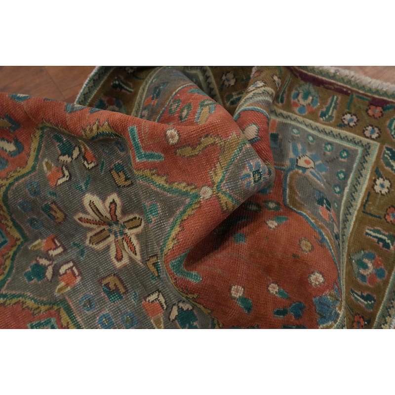 Hand Knotted Oriental 100% Wool Carpet Traditional Medallion Oranges & Rust Tabriz Area Rug - 4' 6'' X 3' 2''