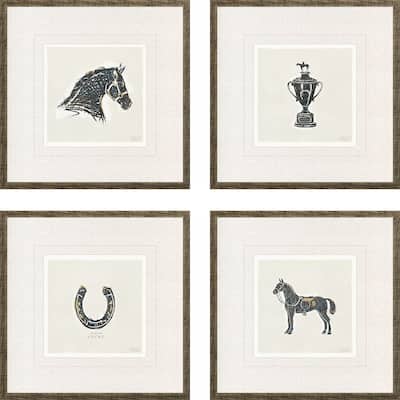Equestrian S/4 Framed Art Exclusive Giclee Under Glass - Black