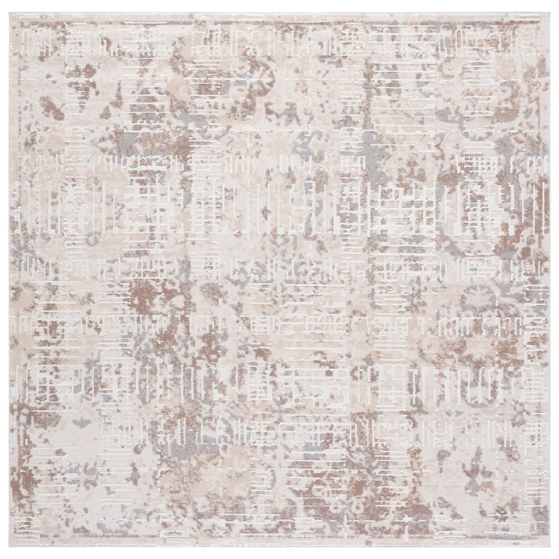 SAFAVIEH Sydney Saudina Modern Abstract Rug - 6'6" Square - Beige/Brown Grey