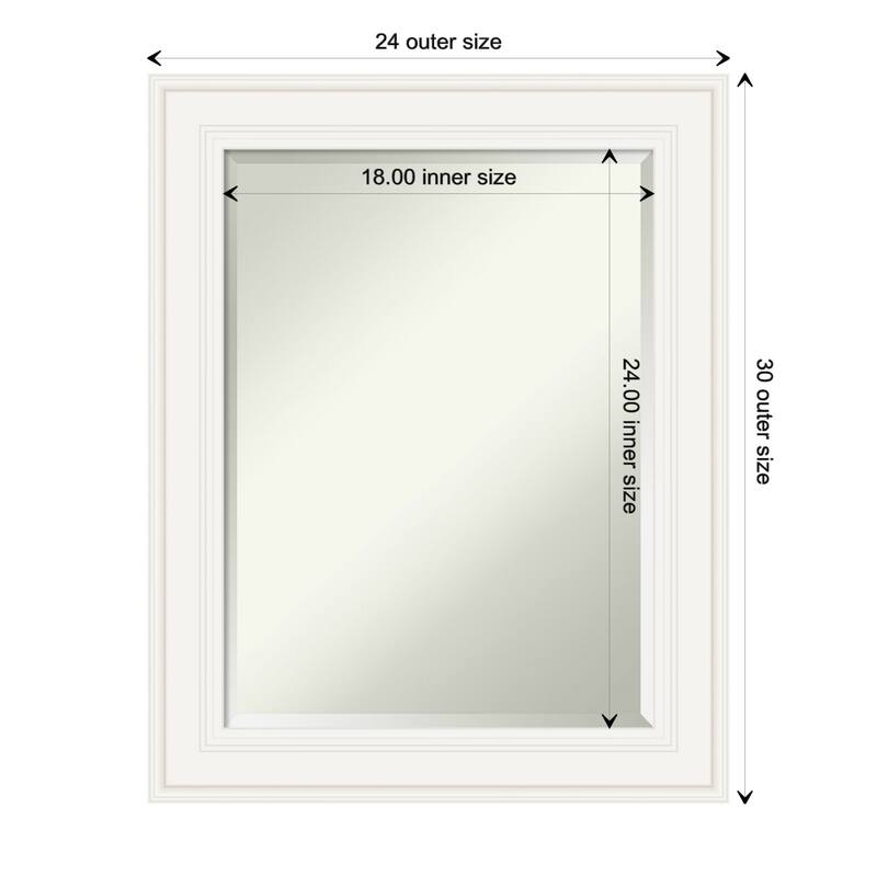 Beveled Bathroom Wall Mirror - Ridge White Frame - Ridge White - 24 x 30 in