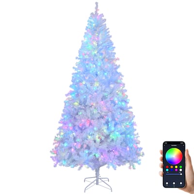 Pre-lit Artificial Christmas Tree with 400 RGB Lights and 1150 Branch Tips APP Controlled for Home or Office