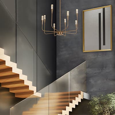 Modern Gold LED 8-Light Candle Chandelier for Dining Living Room