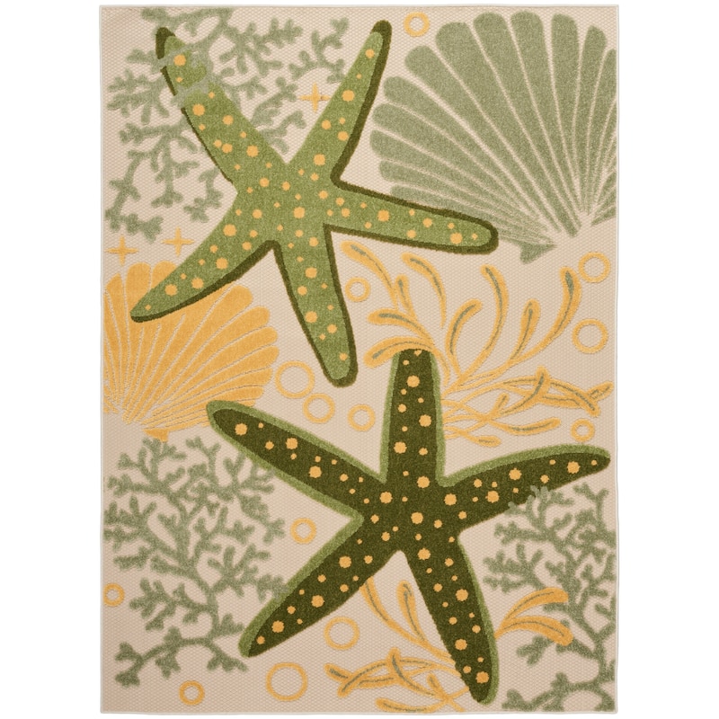 Nourison Aloha Coastal Starfish Indoor/Outdoor Area Rug - 6' x 9' - Green/Yellow
