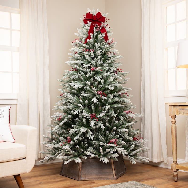 Real Touch™️ Flocked Grove Fir Full Artificial Christmas Tree - 6.5' -Unlit - 6.5 Foot