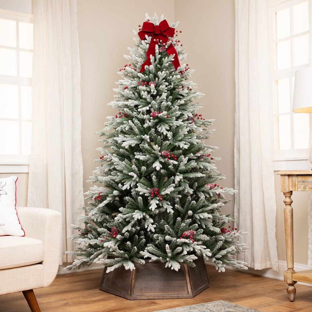 Real Touch™️ Flocked Grove Fir Full Artificial Christmas Tree - 6.5' -Unlit - 6.5 Foot