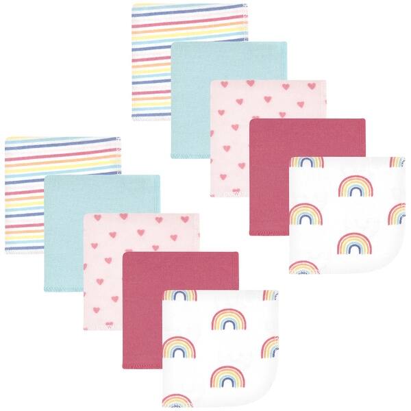 slide 1 of 1, Hudson Baby Infant Girl Flannel Washcloths, Creative Rainbow 10Pk, One Size - Creative Rainbow 10Pk - One Size One Size - Creative Rainbow 10Pk