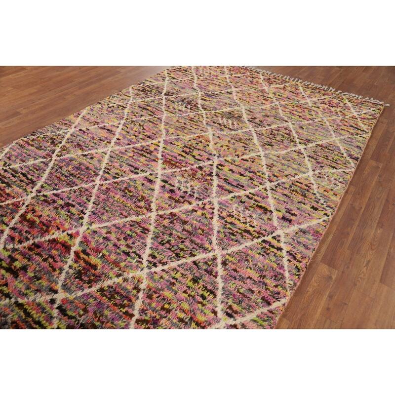 Trellis Plush Moroccan Oriental Area Rug Hand-Knotted Wool Carpet - 6'0" x 9'7"