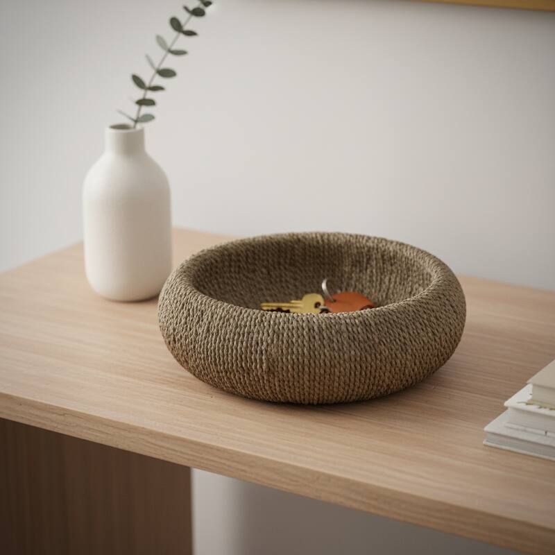 Decorative Woven Bowl for Home Decor - 16", Tan - 15.5" - 15.5" - Tan