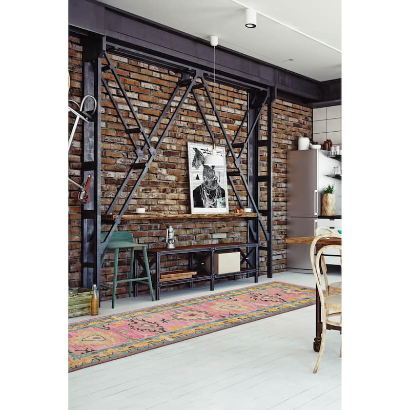 ECARPETGALLERY Hand-knotted Modern Oushak Violet Wool Rug - 2'6 x 9'8