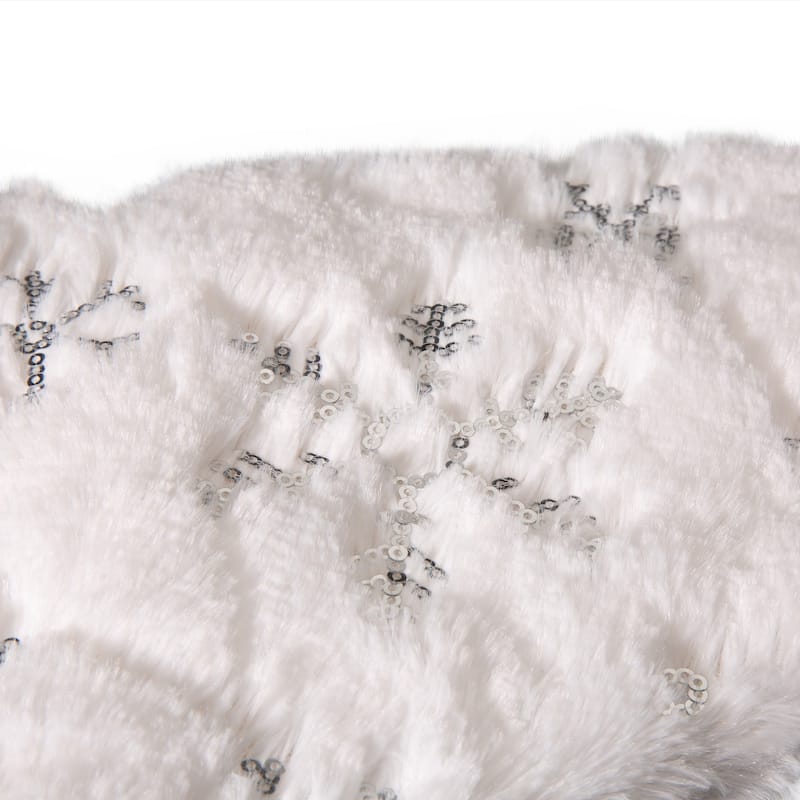 Glitzhome White Plush with Snowflake Christmas Stocking - 21"L