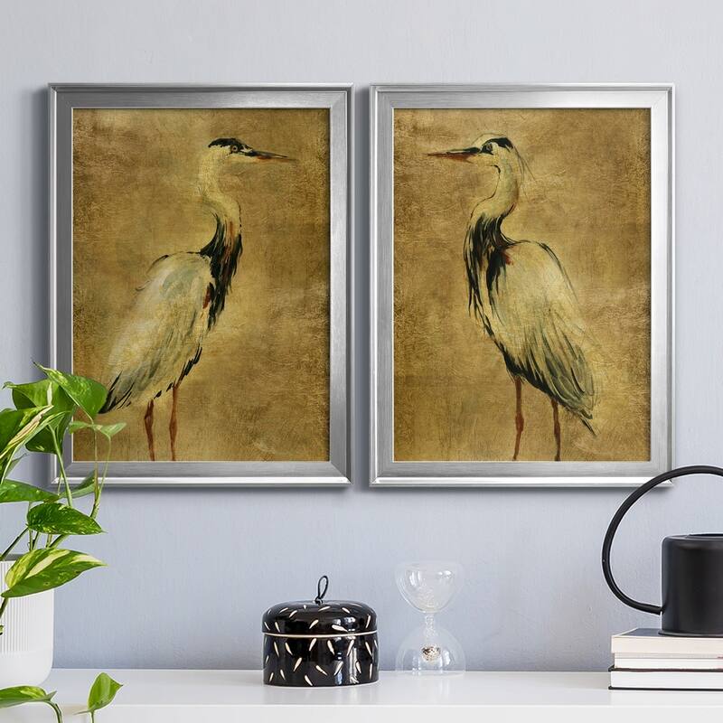 Gold Crane at Dusk I Premium Framed Print - Ready to Hang - Multi-Color
