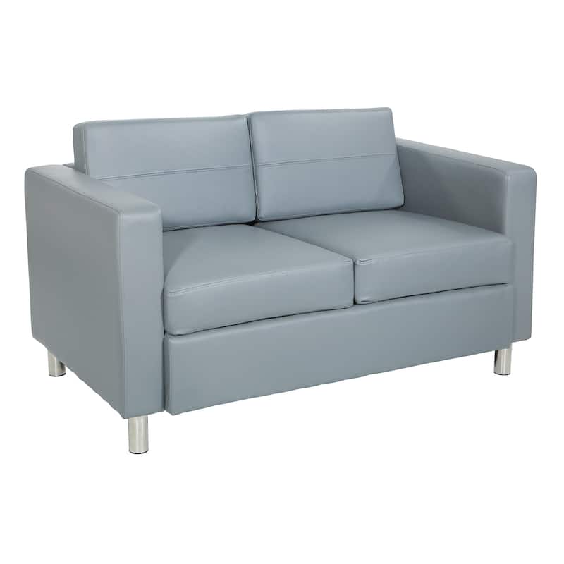 Porch & Den Wade Black Faux Leather Loveseat - Charcoal Grey