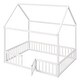 preview thumbnail 7 of 6, White Full Pine House Bed with Fence, Door, Solid Construction