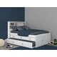 preview thumbnail 2 of 6, OS Home and Office Solid Pine Full Sized Captains Bookcase Bed with 3 spacious drawers and a Twin Trundle in Casual White