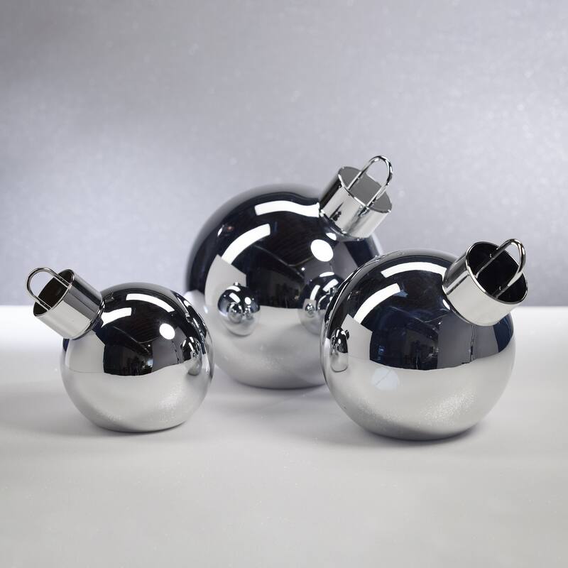 LED Oversized 7.75" Silver Glass Ball Ornament - 7.75