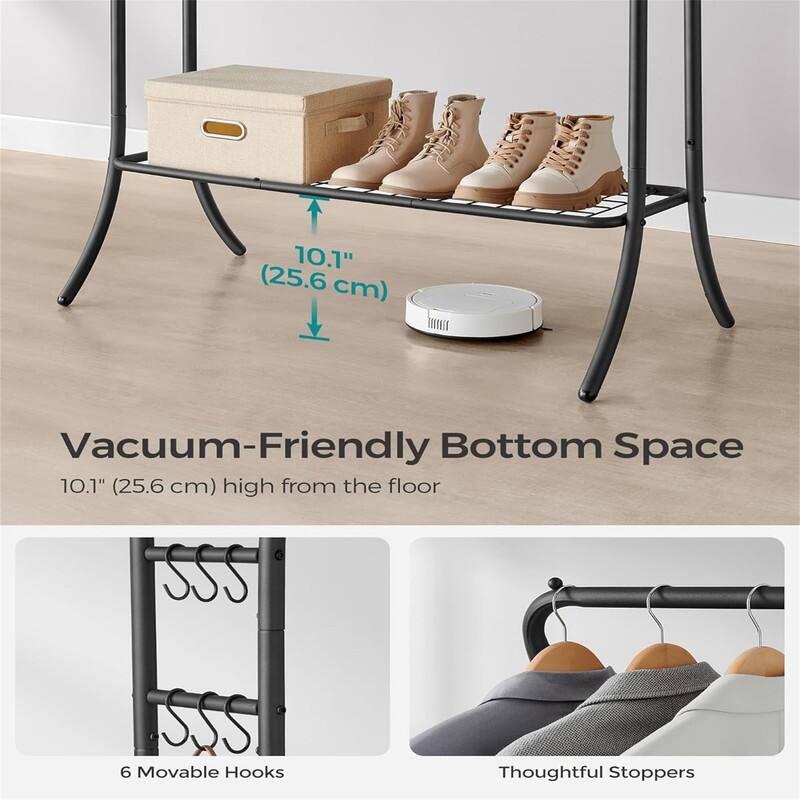 Clothing Rack with Shelves - 18.1"D x 39.4"W x 61"H